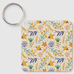 Porte-clés Modèle floral coloré dessiné à la main-23595
