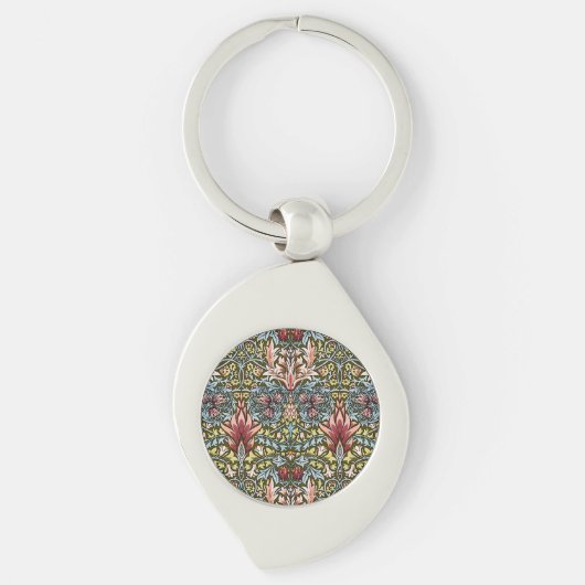 Porte-clés Modèle floral de tête de serpent de William Morris (Devant)