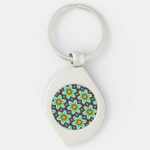 Porte-clés Modèle Floral Étoiles Vertes