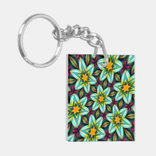 Porte-clés Modèle Floral Étoiles Vertes