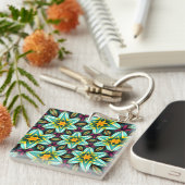 Porte-clés Modèle Floral Étoiles Vertes (Devant Droit)