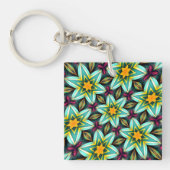 Porte-clés Modèle Floral Étoiles Vertes (Devant)