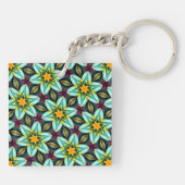 Porte-clés Modèle Floral Étoiles Vertes (Dos)