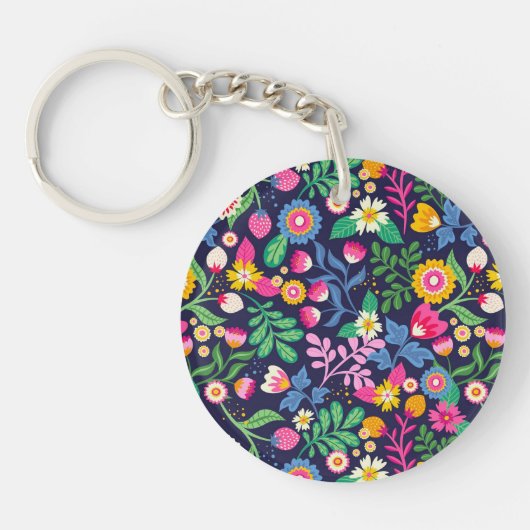 Porte-clés Modèle floral peint à la main exotique-48330 (Devant)