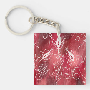 Porte-clés Modèle Floral rouge
