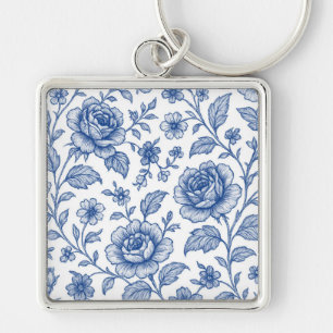 Porte-clés Modèle Floral Royal Bleu Rose