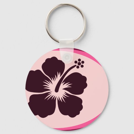 Porte-clés Modèle hibiscus de forme ovale (Recto)