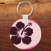 Porte-clés Modèle hibiscus de forme ovale (Recto)