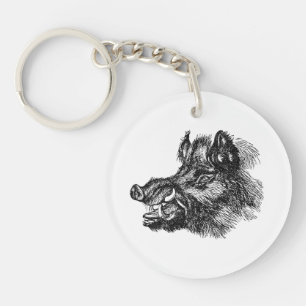 Porte-clés Modèle méchant vintage de défenses du sanglier