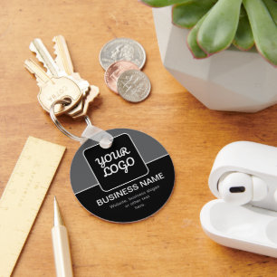 Porte-clés Modèle moderne pour votre logo Noir Gris & Blanc