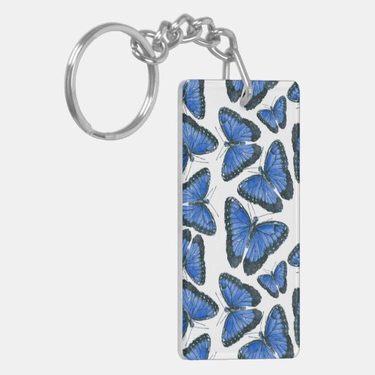 Porte-clés Modèle motif de papillon bleu morpho (Devant gauche)