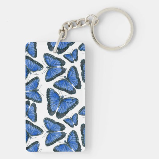 Porte-clés Modèle motif de papillon bleu morpho (Dos)