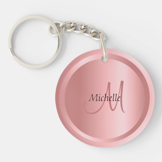 Porte-clés Modèle personnalisé Rose or Monogramme élégant mod (Devant)