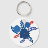 Porte-clés Modèle vectoriel simple de fleurs bleues (Recto)