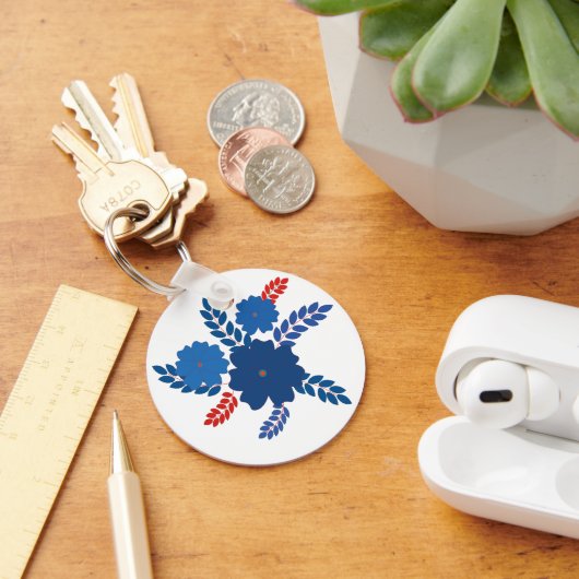 Porte-clés Modèle vectoriel simple de fleurs bleues (Bureau)