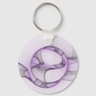 Porte-clés Modern Abstract Fractal Art Lavender Gray