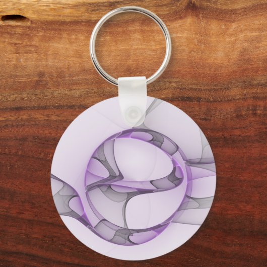 Porte-clés Modern Abstract Fractal Art Lavender Gray (Verso)