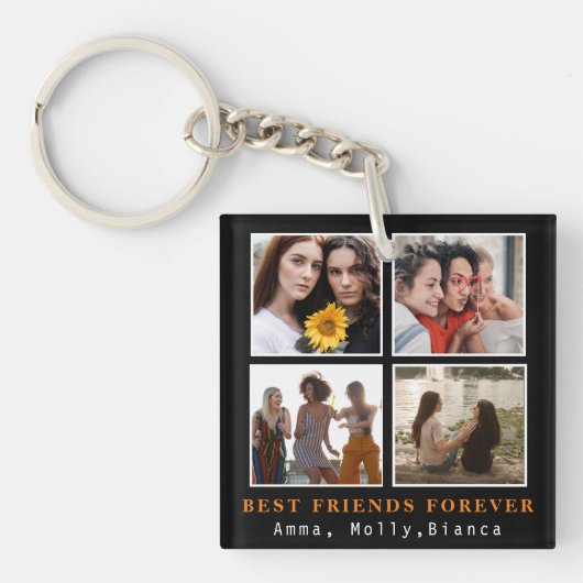 Porte-clés Modern Best Friends Forever Photo Collage | Bestie (Devant)