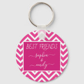 Porte-clés Modern Best Friends Nom de script Pink Chevron (Verso)