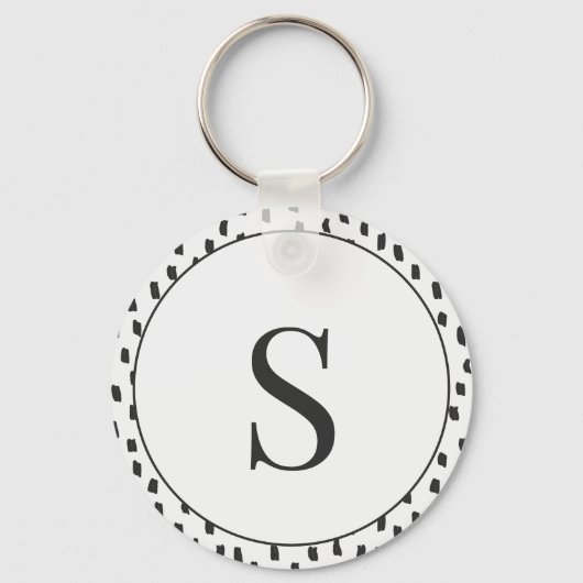 Porte-clés Modern Brush Strokes Black & White Monogram S (Recto)