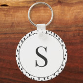 Porte-clés Modern Brush Strokes Black & White Monogram S (Recto)