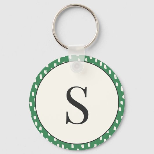 Porte-clés Modern Brush Strokes Leafy Green Monogram S (Recto)