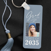 Porte-clés Modern Calligraphy Ink Script Grad Photo 2 Sided