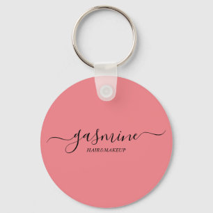 Porte-clés Modern Chic Black and Pink Casual Script
