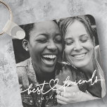 Porte-clés Modern Chic Heart Best Friends Besties BFF Photo<br><div class="desc">Design is composed of fun and playful cursive script typography with sans serif font. Add a custom photo.</div>
