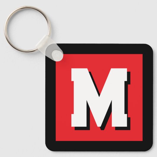 Porte-clés Modern custom name initial monogram metal (Recto)