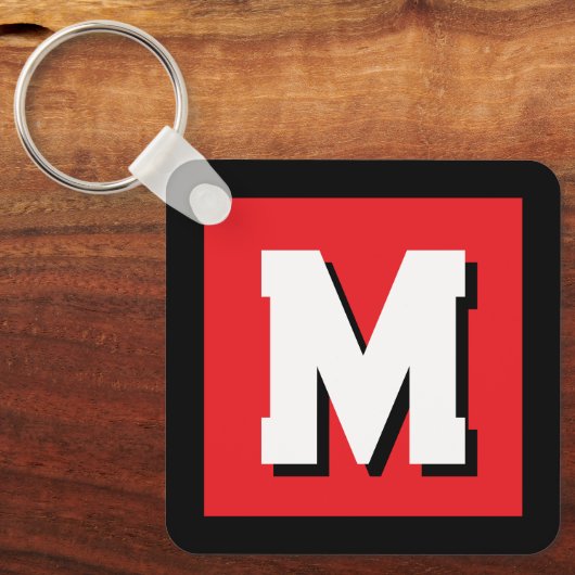 Porte-clés Modern custom name initial monogram metal (Recto)