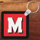 Porte-clés Modern custom name initial monogram metal (Verso)