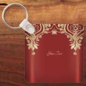 Porte-clés Modern Gold Red Floral Keychain (Recto)