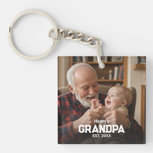 Porte-clés Modern Grandpa Established Est. Name Year Photo (Devant)