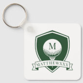 Porte-clés Modern Green and White Name Initial Monogram Golf (Recto)