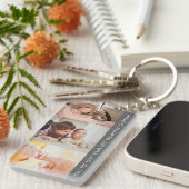 Porte-clés Modern Grey 3 Photo Collage pour grand-père (Devant droit)