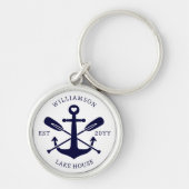 Porte-clés Modern Lake House Nom de famille Marine bleue (Devant)