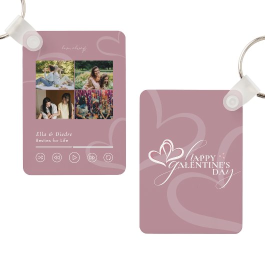 Porte-clés Modern Minimal Chic Music Player Photo Galentines
