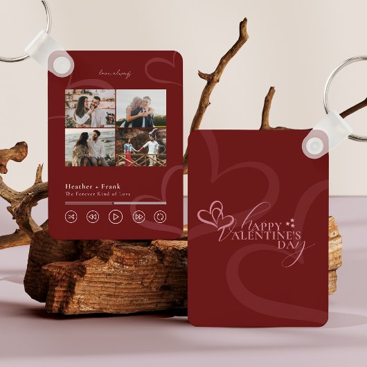 Porte-clés Modern Minimal Chic Music Player Photo Valentine's