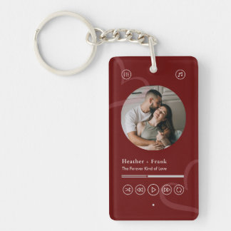 Porte-clés Modern Minimal Heart Music Player Photo Valentine
