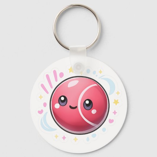 Porte-clés “Modern Minimal Red Ball Keychain | Pink & Blue Li (Recto)