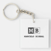 Porte-clés Modern Minimal Typography White Paper Square (Devant)