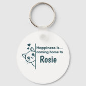 Porte-clés Modern Minimalist Peeking Cat Happiness Is Coming (Recto)