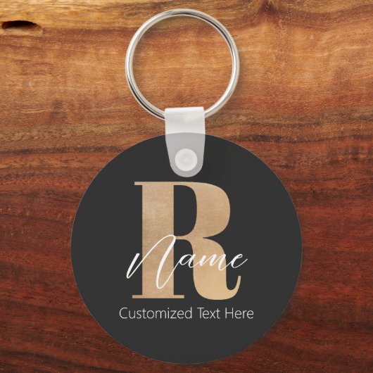 Porte-clés Modern Monogrammed Initial R & Name Personalized (Verso)