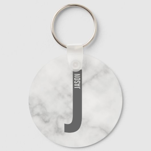 Porte-clés Modern Personalized Bold Monogram and Name (Recto)