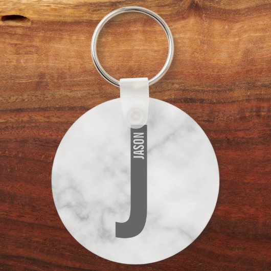 Porte-clés Modern Personalized Bold Monogram and Name (Recto)