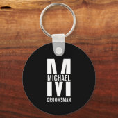 Porte-clés Modern Personalized Groomsmen Monogram and Name (Recto)