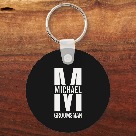 Porte-clés Modern Personalized Groomsmen Monogram and Name (Recto)
