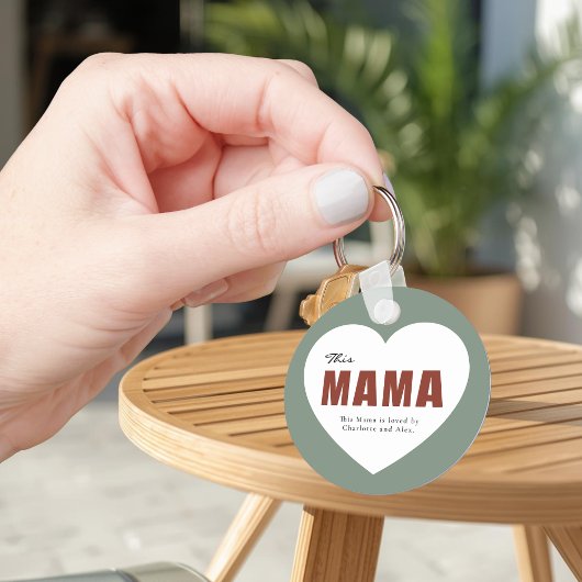 Porte-clés Modern Personalized Mama Heart Keychain