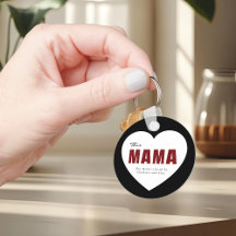 Modern Personalized Mama Heart Keychain